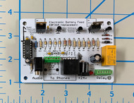 The EBF31A (Electronic Battery Feed 31A) provides the features of the classic Western Electric 31A KTU with modern solid state components and provides a line level audio monitor on a 3.5mm audio Jack.  A DPDT relay is provided with contracts rated at 2A@30VDC for control of auxiliary functions.  Screw terminals provide connections for tip and ring (phone), +24V and ground and an auxiliary pair.  A separate 6 position screw terminal brings out the relay contacts.  An RJ11 connector also brings out phoneand 24V  and a 2.1mm barrel jack is also provided for power.  The Board measures 2.75" by 4.0" and mounts in our standard DIN Rail.  Standard Configuration with 1 RJ11.