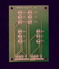 Top side of Remote Signal Repeater Board.  The small pads above the headers pins are for 0805 limiting resistors.