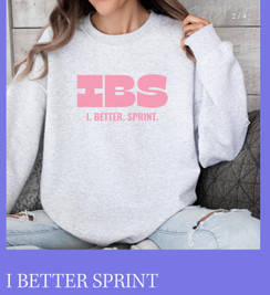 IBS I Better Sprint Crew neck top by Angèlé Design . All designs are unique one of a kind by designer Riana Angèlé. Check out her store angeledesign.com for more!  Use code GIRLMATH today for Free Shipping on her tops and anything else you add to your cart from POMP! 