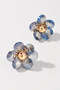 Moon Gaze Blue Flower Ball Bead Post Earrings! Add a pop of color and sparkle this season! Multi-faceted beads arranged in flower shape,  catches the light beautifully. Comes in Purple, White/ Silver, and  In The Green  sold separately.