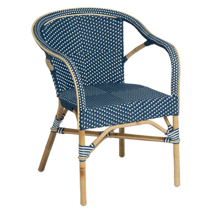 Madeleine Arm Chair, Navy Blue with White Dots - Side