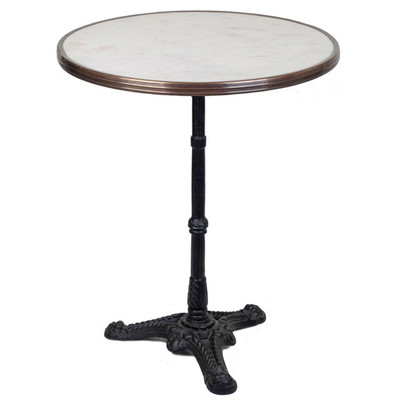 20" Solid Marble Top Bistro Table with Cast Iron Base