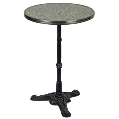 20" Pink/Grey Granite Top Bistro Table with Cast Iron Base