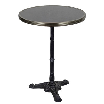 20" Black Solid Granite Café Table w/3 Prong Cast Iron Base