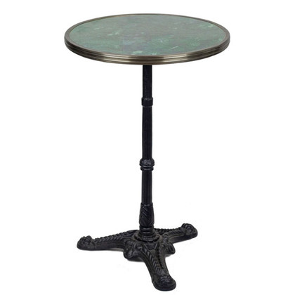20" Green Solid Granite Café Table w/3 Prong Cast Iron Base
