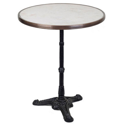 24" Solid Marble Top Bistro Table with Cast Iron Base