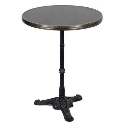 24" Black Solid Granite Café Table w/3 Prong Cast Iron Base