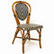 Parisian Rattan Chair in square black/ivory matte weave with a honey frame.