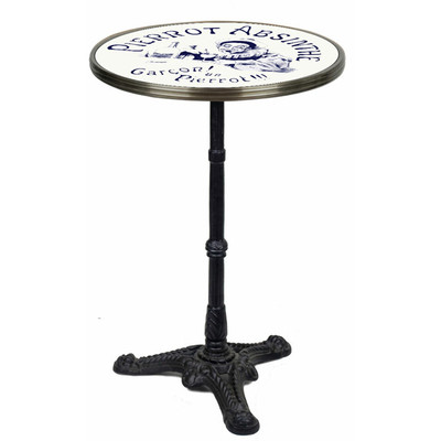 20" Absinthe Pierrot French Bistro Table with Cast Iron Base
