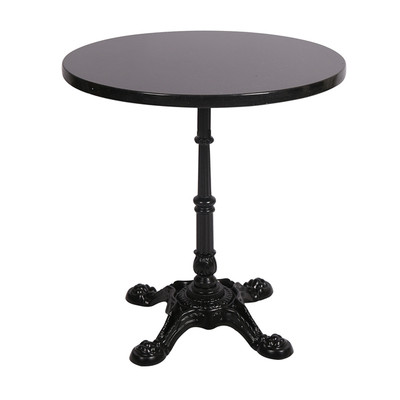Paris cafe table with traditional cast iron base and granite