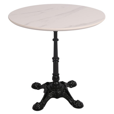 Solid Marble 28" Bistro Table w/4-Prong Cast Iron Base