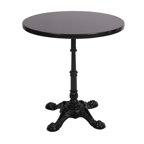 Paris cafe table with traditional cast iron base and granite top.