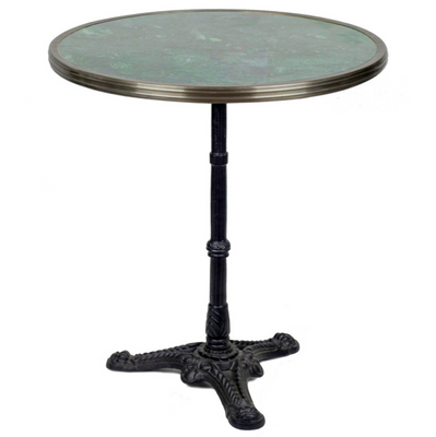 24" Green Solid Granite Café Table w/3 Prong Cast Iron Base