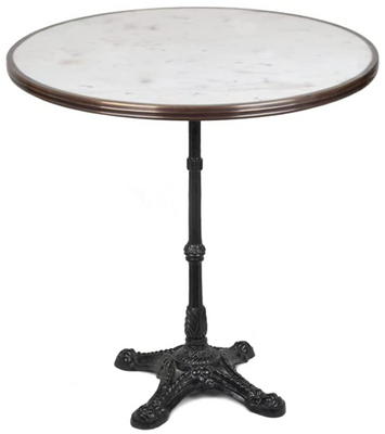 28" Solid Marble Café Table w/3 Prong Cast Iron Base