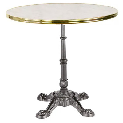 テーブル・机 Antique Cafe table 60 iron leg Paris cafe table with traditional cast iron base and marble look top.