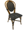 Parisian Rattan Chair in black/ivory matte weave with a honey frame.