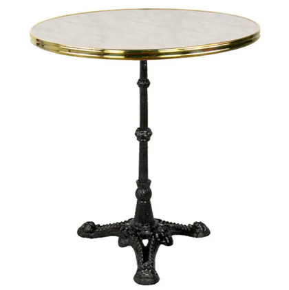 The 24" Brasserie Cafe table with Genoa top &  brass rim.
