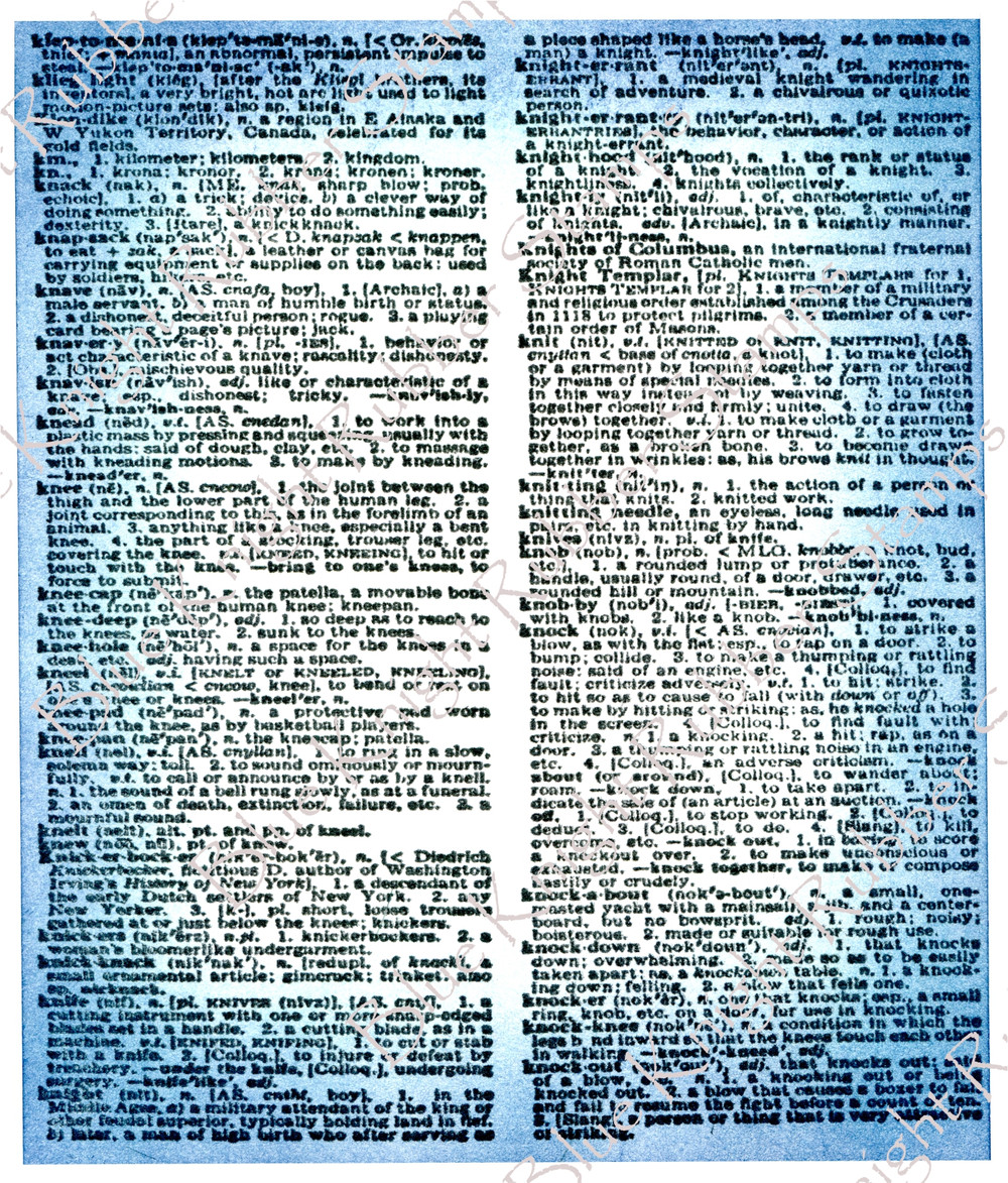 Dictionary Page - Blue Knight Rubber Stamps