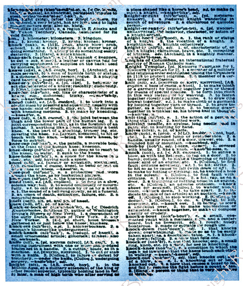 Dictionary Page - Blue Knight Rubber Stamps