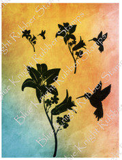 Silhouette Hummingbirds with Flowers