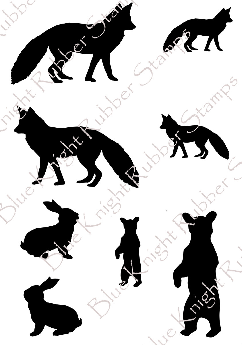 forest-animals-fox-blue-knight-rubber-stamps