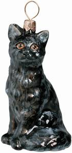 American Short Hair Black Cat - Joy To The World Ornament