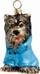 DIVA DOG Yorkshire in Blue Coat - Joy To The World Ornament