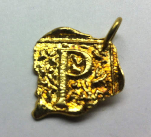 Waxing Poetic Gold Square Insignia Charm 'P'