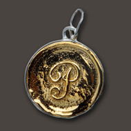 Waxing Poetic Brass Charm Round 'T' Insignia