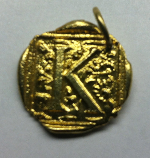 Waxing Poetic Gold Square Insignia Charm 'K'