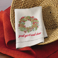 Mudpie Pine & Berry Wreath Linen Towel