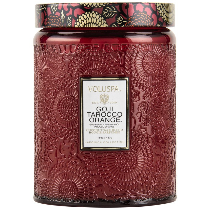 Voluspa Goji Tarocco Orange Large Embossed Jar Candle