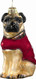 DIVA DOG Pug in Red Velvet Coat - Joy To The World Ornament