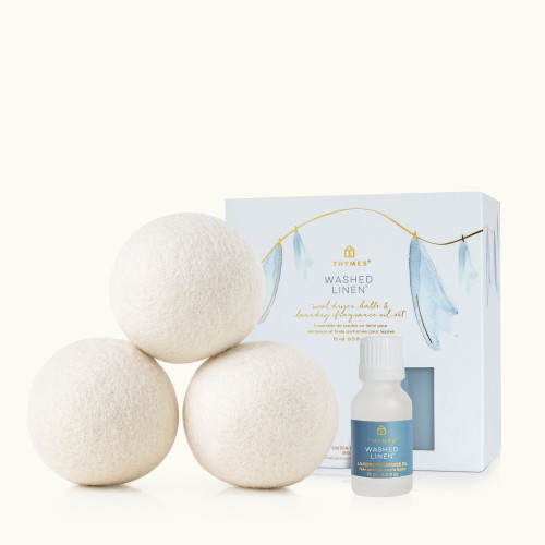 Washed Linen Wool Dryer Balls & Laundry Fragrance Oil Set