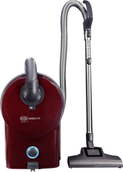 Sebo Airbelt D1 Turbo Canister Vacuum Cleaner Black Cherry 90604AM Shown with air driven turbo nozzle for low pile carpets and area rugs