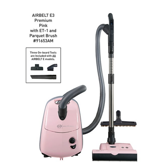 SEBO Airbelt E3 Premium Canister Vacuum Pastel Pink with ET-1 Power Head (91653AM)