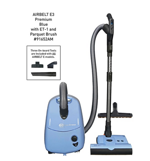 SEBO Airbelt E3 Premium Canister Vacuum Pastel Blue with ET-1 Power Head (91652AM)