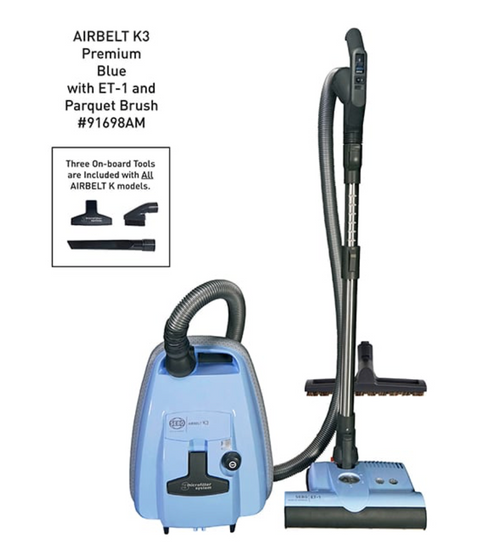 SEBO Airbelt K3 Pastel Blue Canister Vacuum with Power Head 91698AM