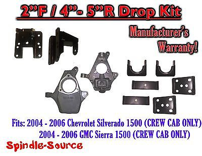 04 06 Chevy Silverado Gmc Sierra Crew Cab Only 2 4 2 5 Drop Kit Spindle Source
