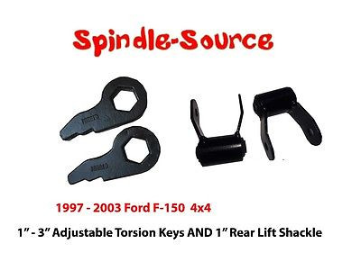 97-03 Ford F-150 FRONT Torsion Lift Keys Leveling 1.75" REAR Lift Shackles