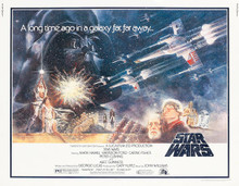 Original 1977 22x28 half sheet poster.  The poster is in excellent condition but it has been dry mounted--the poster was mounted to a foam core board to insure it would never bend or tear when framed.  The poster is sold dry mounted.  A very, very rare 1977 original with Tom Jung artwork completely different than the 1-sheet or any other STAR WARS posters. This is NOT a reprint--it is an original 1977 poster that sells for $1500-2000. This poster is priced to reflect the dry mounting preservation procedure.