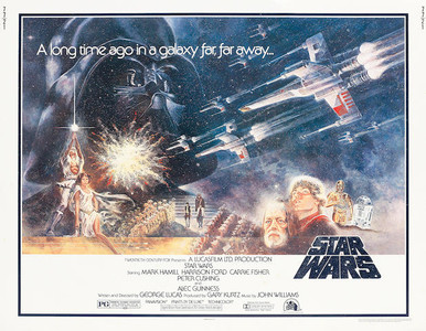 Original 1977 22x28 half sheet poster.  The poster is in excellent condition but it has been dry mounted--the poster was mounted to a foam core board to insure it would never bend or tear when framed.  The poster is sold dry mounted.  A very, very rare 1977 original with Tom Jung artwork completely different than the 1-sheet or any other STAR WARS posters. This is NOT a reprint--it is an original 1977 poster that sells for $1500-2000. This poster is priced to reflect the dry mounting preservation procedure.