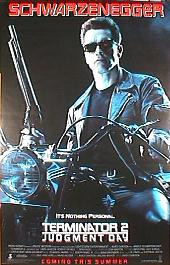 TERMINATOR 2 original issue rolled double sided Advance 1-sheet movie poster