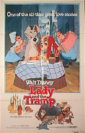 LADY AND THE TRAMP original reissue folded 1-sheet movie poster