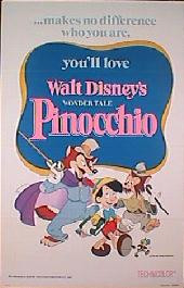 PINOCCHIO original reissue folded 1-sheet movie poster
