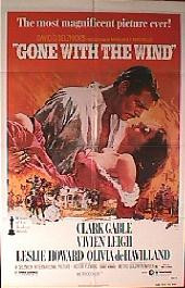 GONE WITH THE WIND original 1980 reissue folded 1-sheet movie poster