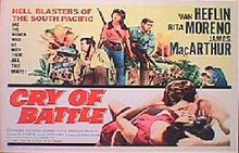 CRY OF BATTLE original issue 22x28 rolled movie poster