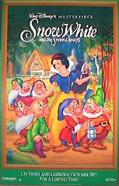 SNOW WHITE AND THE SEVEN DWARFS original issue rolled Video 1-sheet movie poster