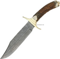 BRASS GUARD DAMASCUS BOWIE KNIFE 11"  DM-1009