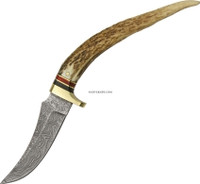8" DAMASCUS STAG TIP KNIFE DM-1028